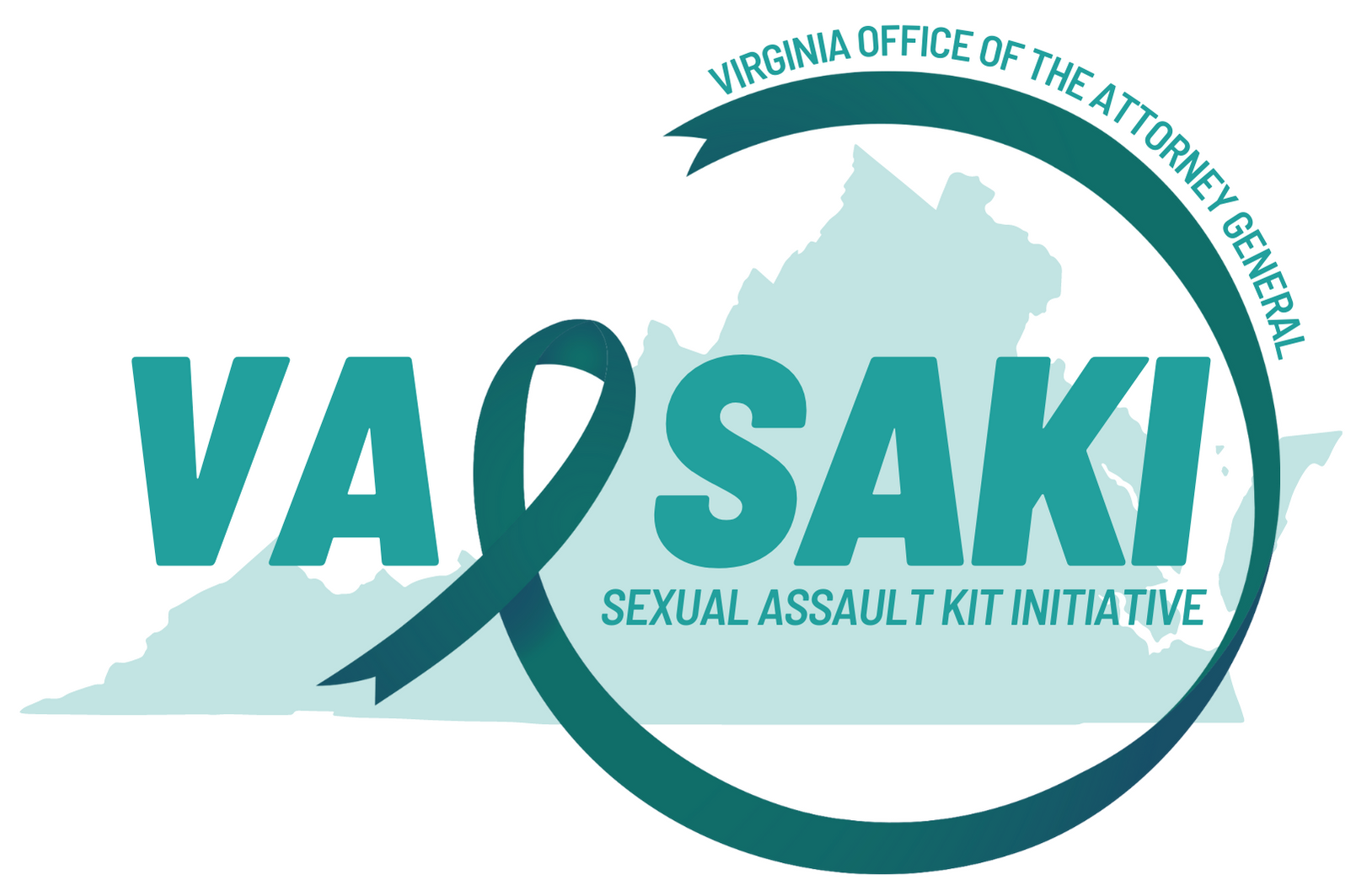 State of Virginia with VA SAKI (Sexual Assault Kit Initiative) with Dark Green Ribbon