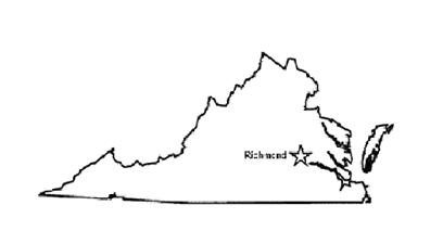 state of virginia image with the state capitol labeled